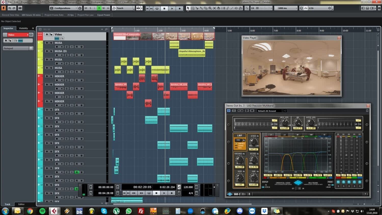 Cubase Pro helikujundus õenduse virtuaalreaalsus